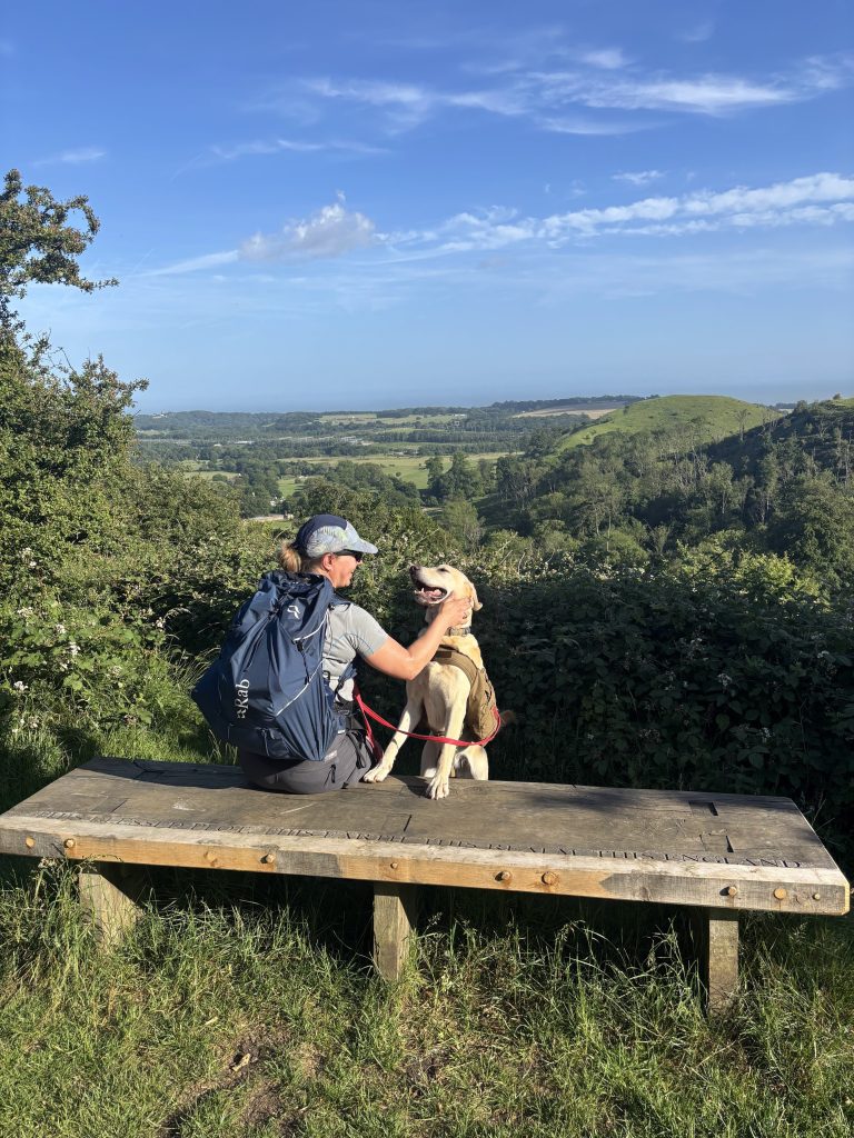 A breathtaking, high-vantage view looking out over the rolling green landscapes of the Kent Downs.